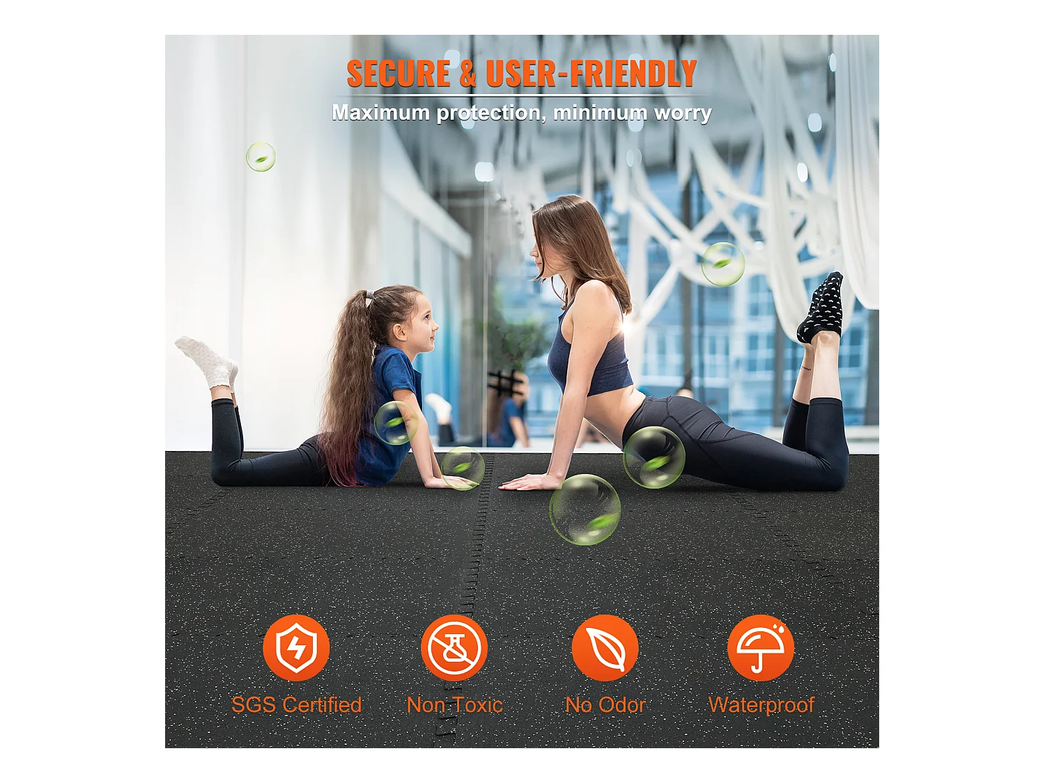 Tapis de Sol à Emboîtement SucceBuy Dalles de Sol pour Fitness 25 Pièces 1/2" D'épaisseur 24" x 24"