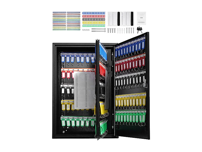 Armario para llaves SucceBuy Gabinete para 200 Llaves Caja de Seguridad Ajustable con Etiquetas de Colores