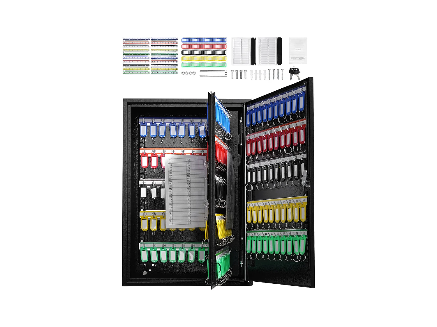 Armario para llaves SucceBuy Gabinete para 200 Llaves Caja de Seguridad Ajustable con Etiquetas de Colores