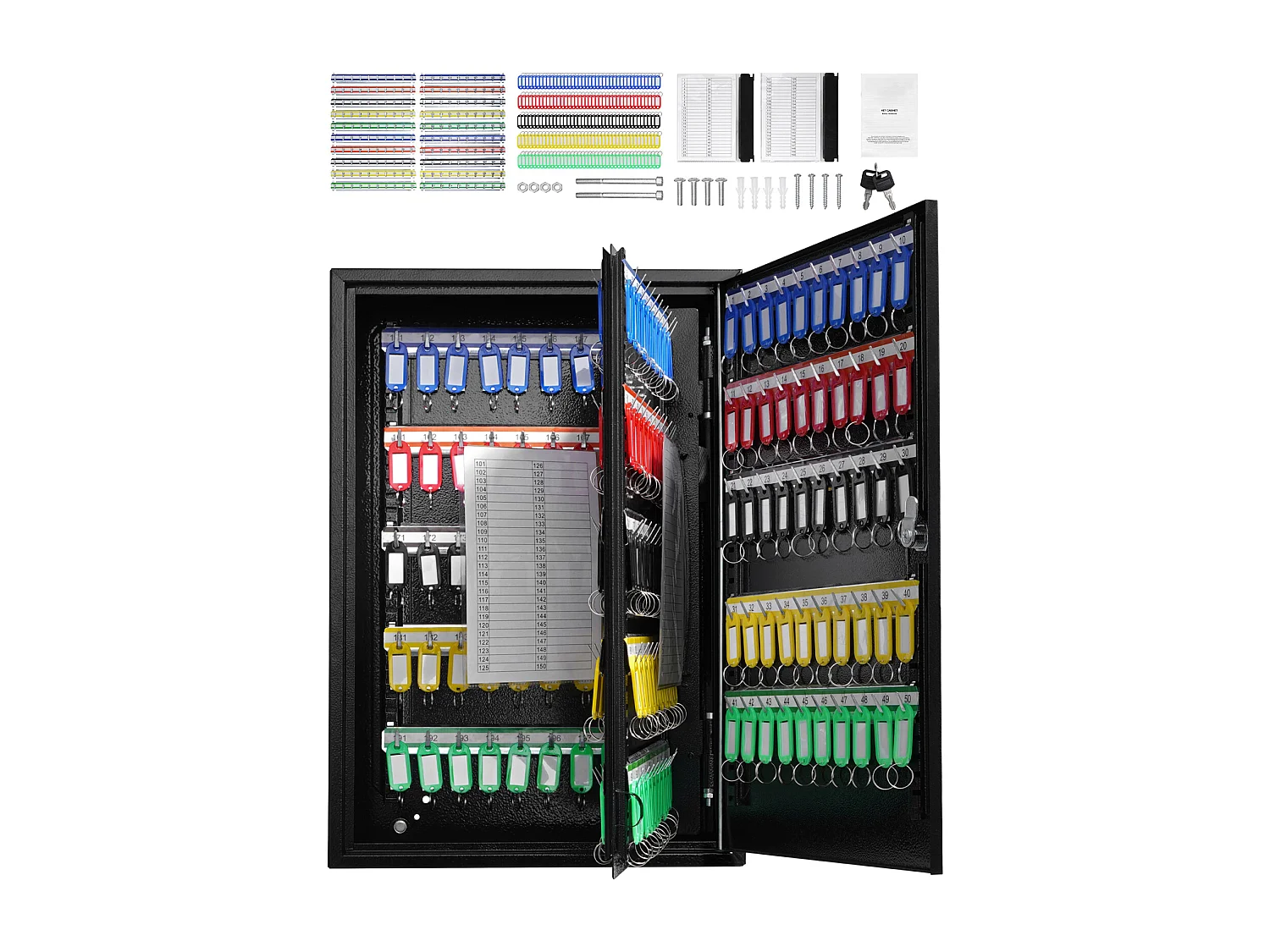 Schlüsselkasten für 200 Schlüssel SucceBuy, Verstellbarer Schlosskasten mit Farbigen Etiketten