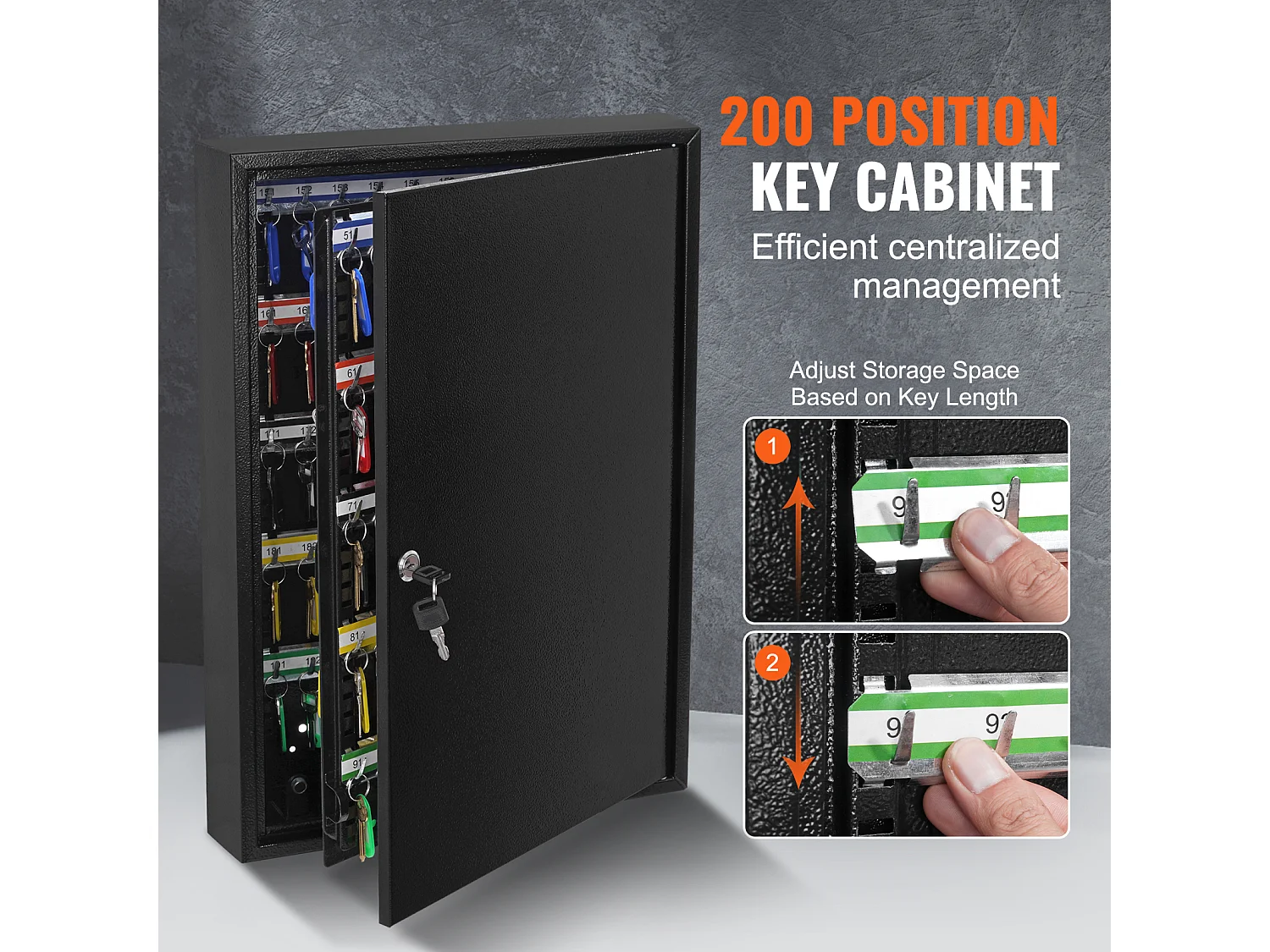 Schlüsselkasten für 200 Schlüssel SucceBuy, Verstellbarer Schlosskasten mit Farbigen Etiketten