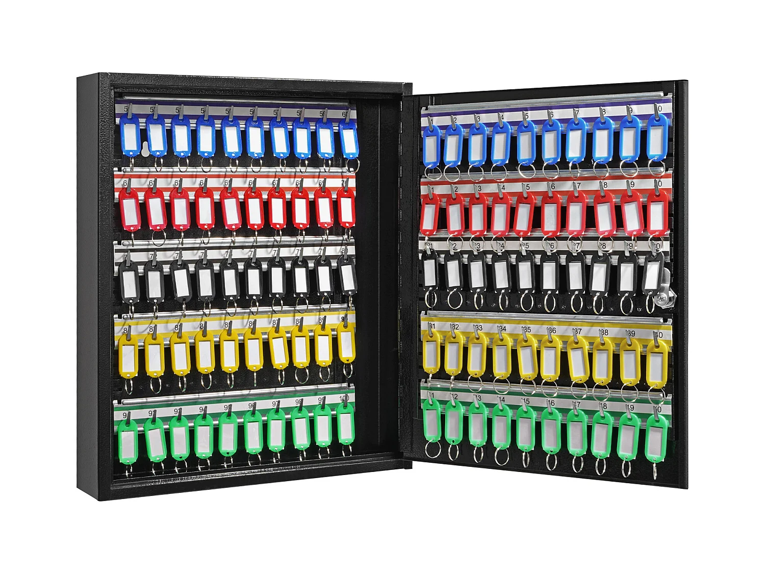 Armoire à Clés SucceBuy Armoire à Clés pour 100 Clés, Boîte à Clés avec Supports Réglables et Étiquettes à Clés Colorées pour le Stockage de Sécurité