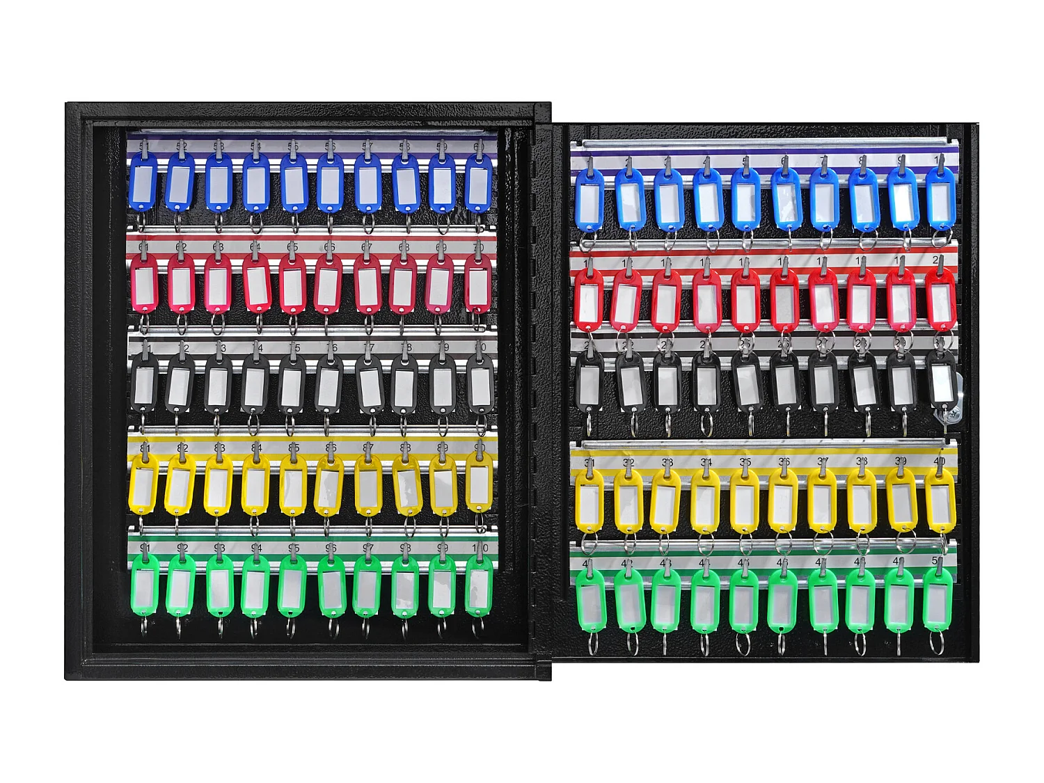 Armoire à Clés SucceBuy Armoire à Clés pour 100 Clés, Boîte à Clés avec Supports Réglables et Étiquettes à Clés Colorées pour le Stockage de Sécurité