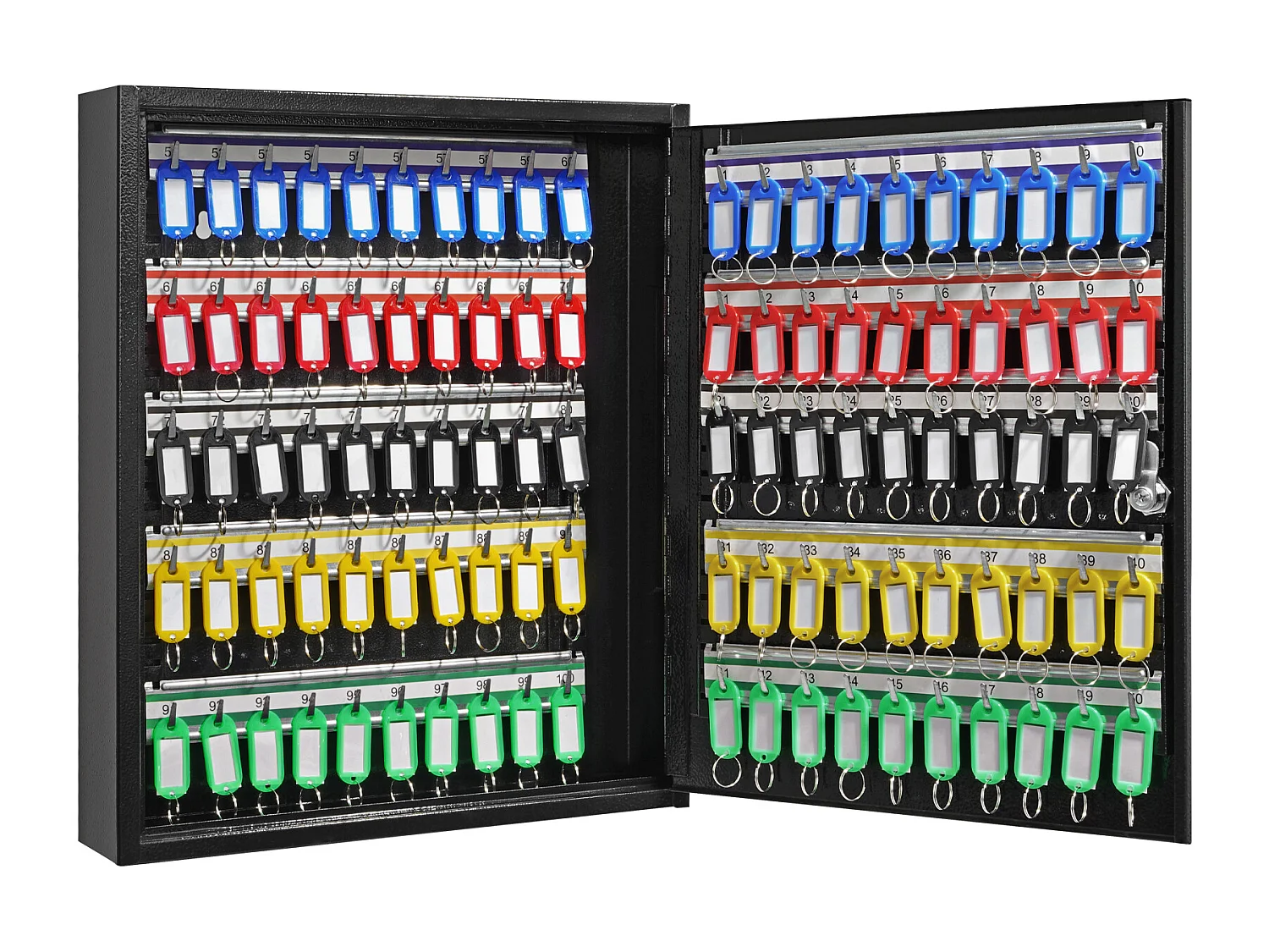 Armoire à Clés SucceBuy Armoire à Clés pour 100 Clés, Boîte à Clés avec Supports Réglables et Étiquettes à Clés Colorées pour le Stockage de Sécurité