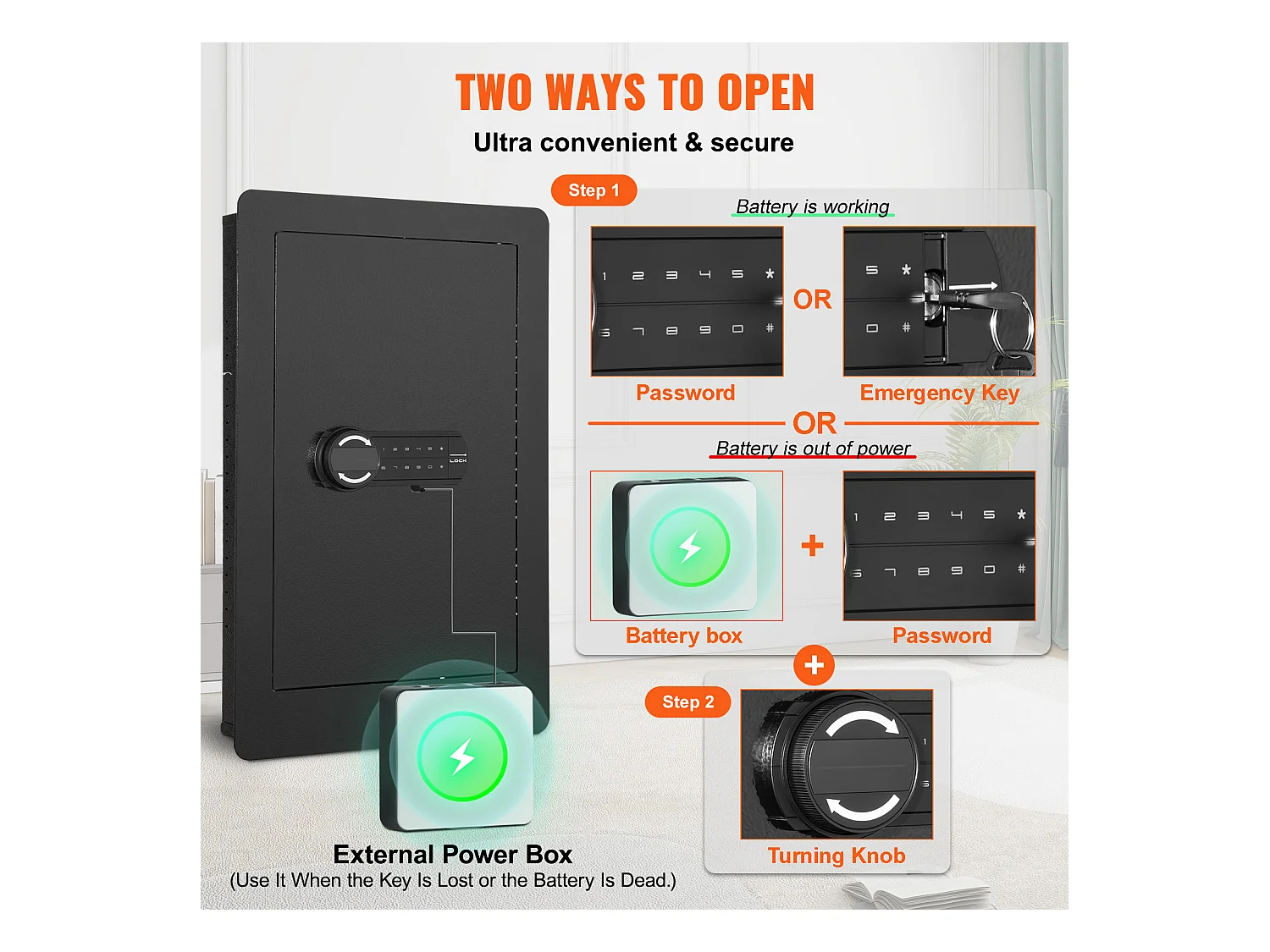 Hoher Wandsafe SucceBuy 65cm mit 3 Versteckten Ebenen, mit Tastenfeld, Regalen und Schlüsselhaltern