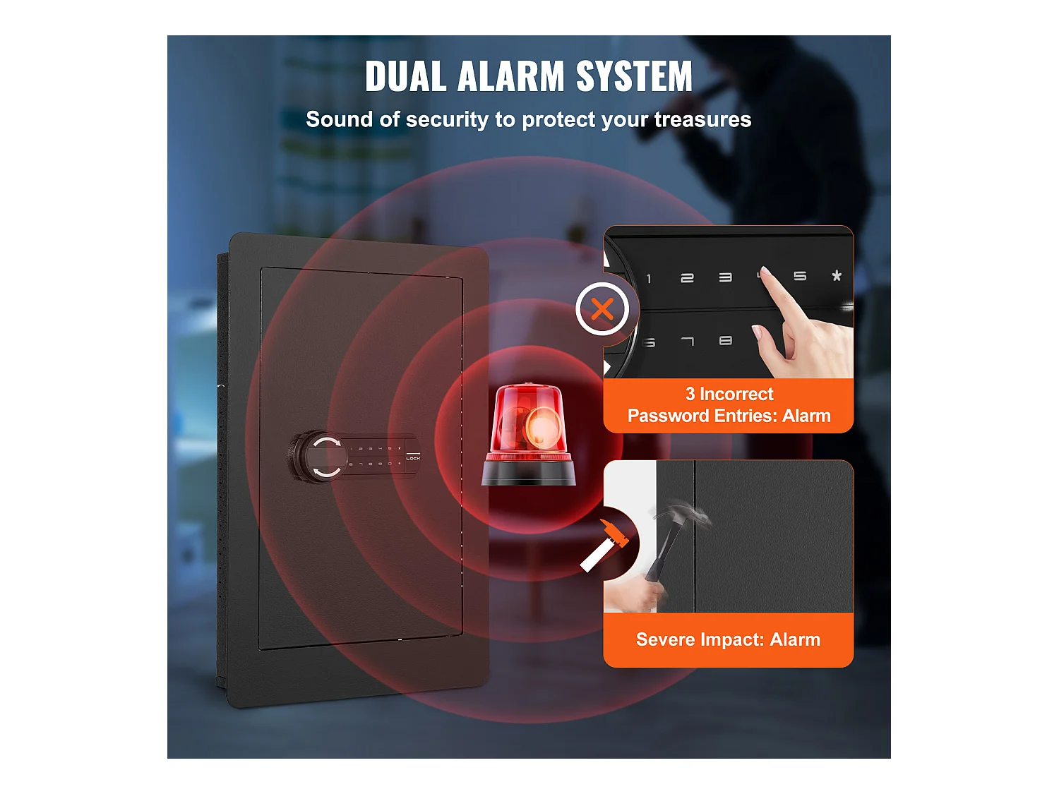 Hoher Wandsafe SucceBuy 65cm mit 3 Versteckten Ebenen, mit Tastenfeld, Regalen und Schlüsselhaltern