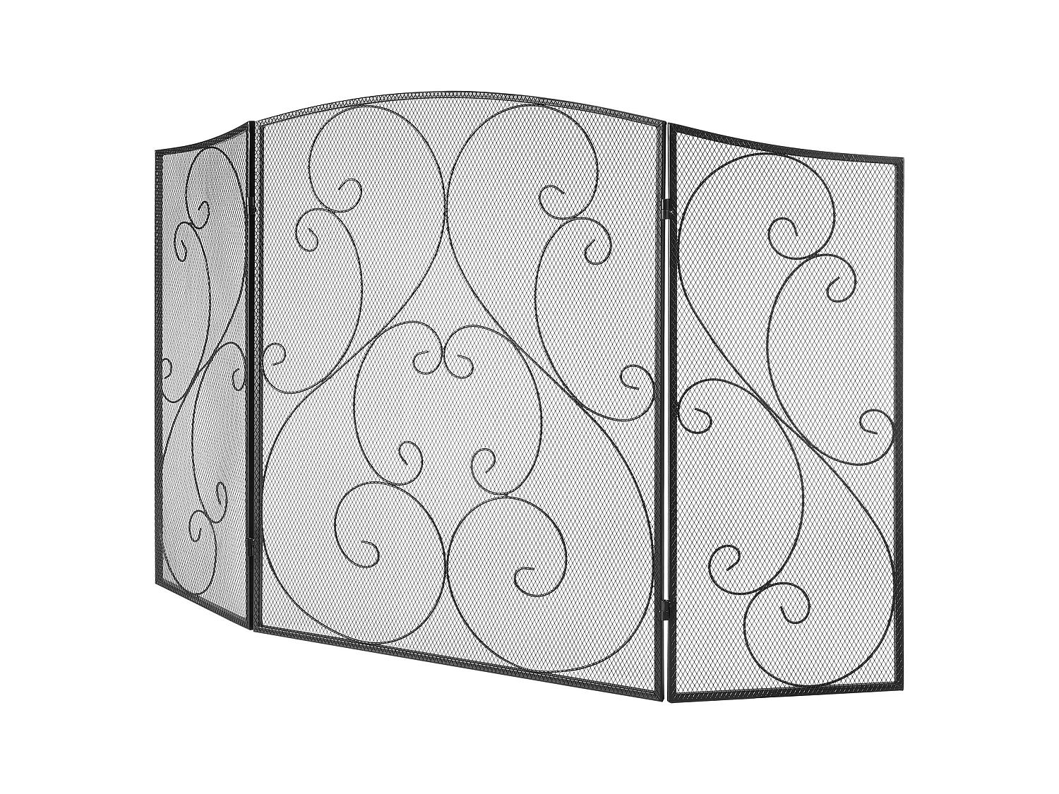 Pare-Étincelles à 3 Panneaux SucceBuy 121.92x76.7 cm, Pare-Étincelles en Maille de Fer, Noir Vintage