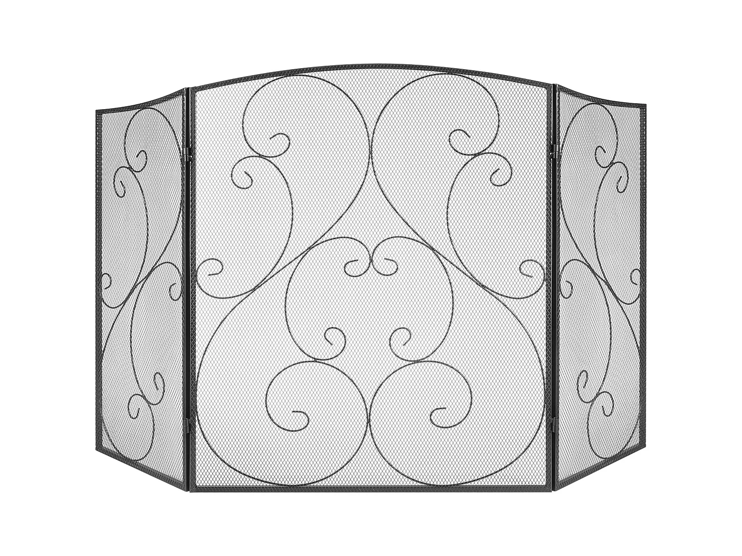 Pare-Étincelles à 3 Panneaux SucceBuy 121.92x76.7 cm, Pare-Étincelles en Maille de Fer, Noir Vintage