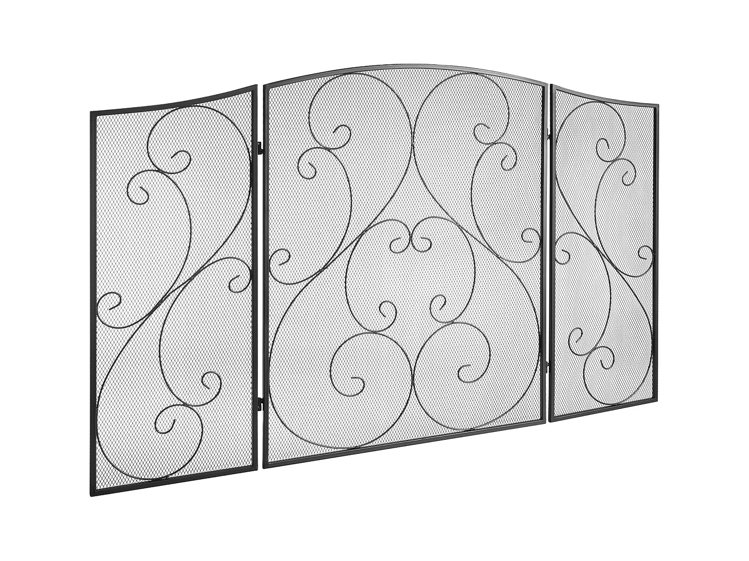 Pare-Étincelles à 3 Panneaux SucceBuy 121.92x76.7 cm, Pare-Étincelles en Maille de Fer, Noir Vintage