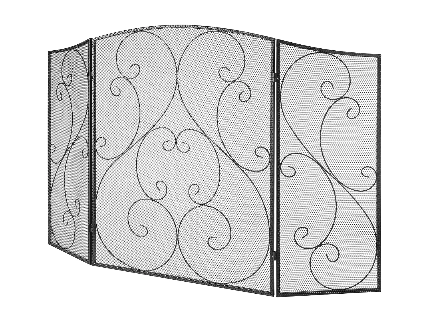 Pare-Étincelles à 3 Panneaux SucceBuy 121.92x76.7 cm, Pare-Étincelles en Maille de Fer, Noir Vintage