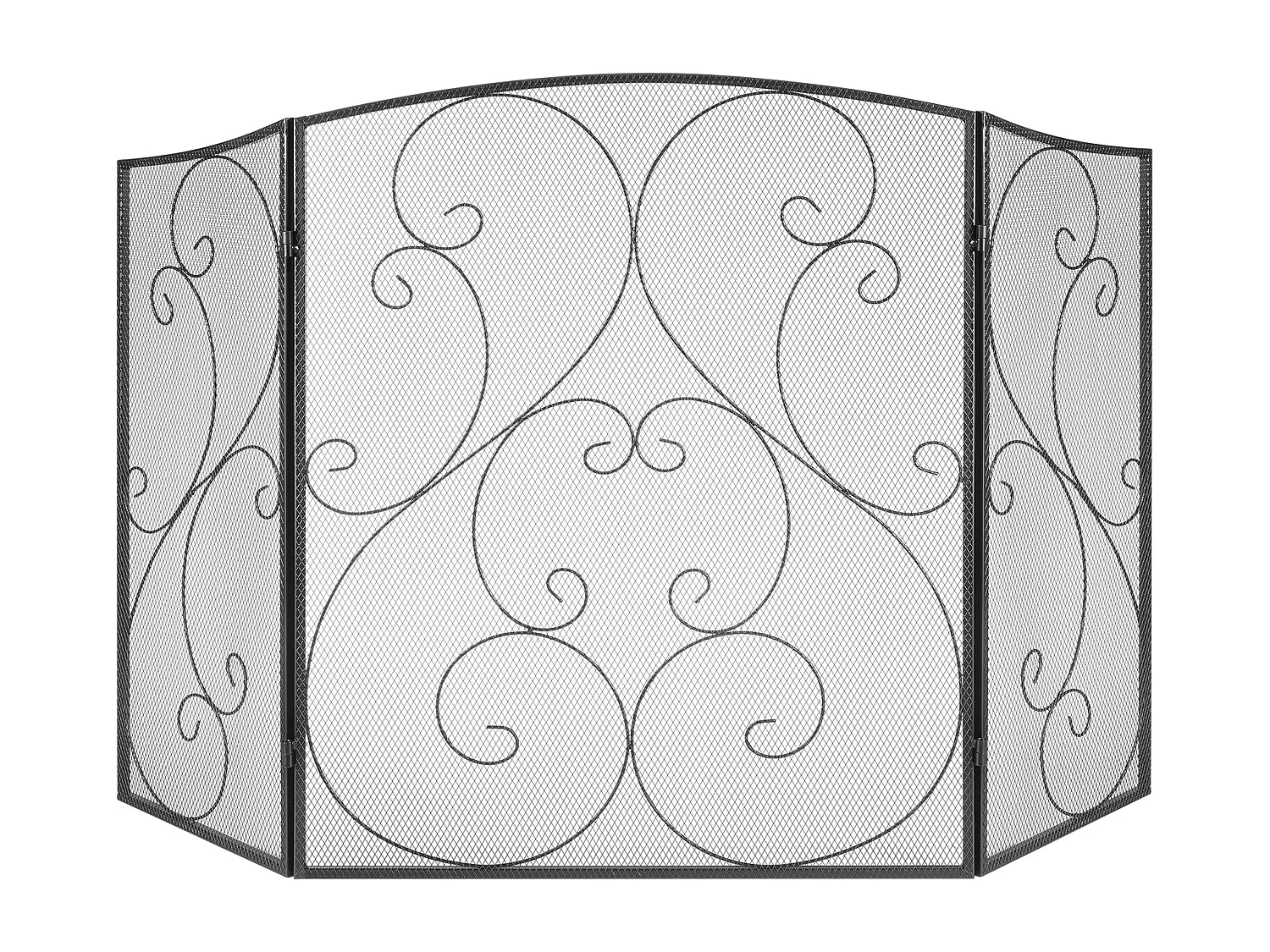 Pare-Étincelles à 3 Panneaux SucceBuy 121.92x76.7 cm, Pare-Étincelles en Maille de Fer, Noir Vintage