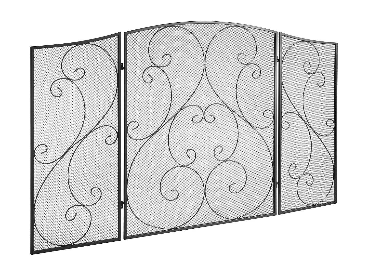 Pare-Étincelles à 3 Panneaux SucceBuy 121.92x76.7 cm, Pare-Étincelles en Maille de Fer, Noir Vintage