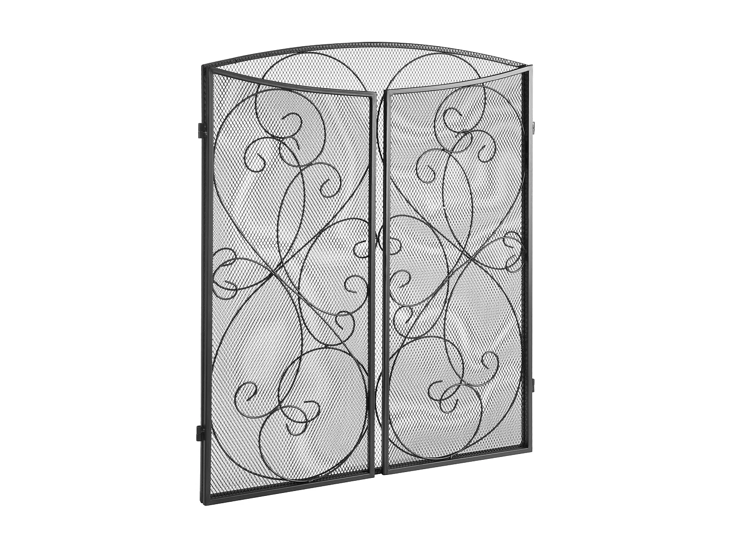 Pare-Étincelles à 3 Panneaux SucceBuy 121.92x76.7 cm, Pare-Étincelles en Maille de Fer, Noir Vintage