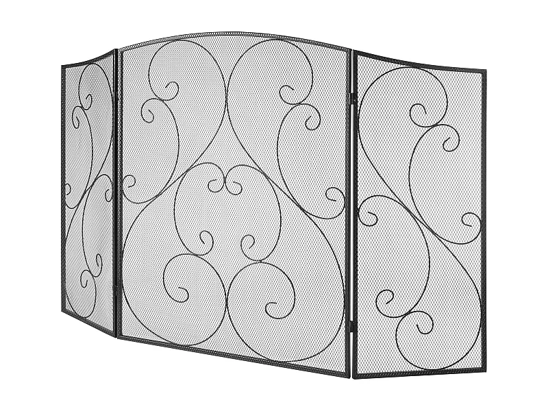 Parafogo de 3 Painéis SucceBuy 121.92x76.7 cm, Parafogo em Malha de Ferro, Preto Vintage