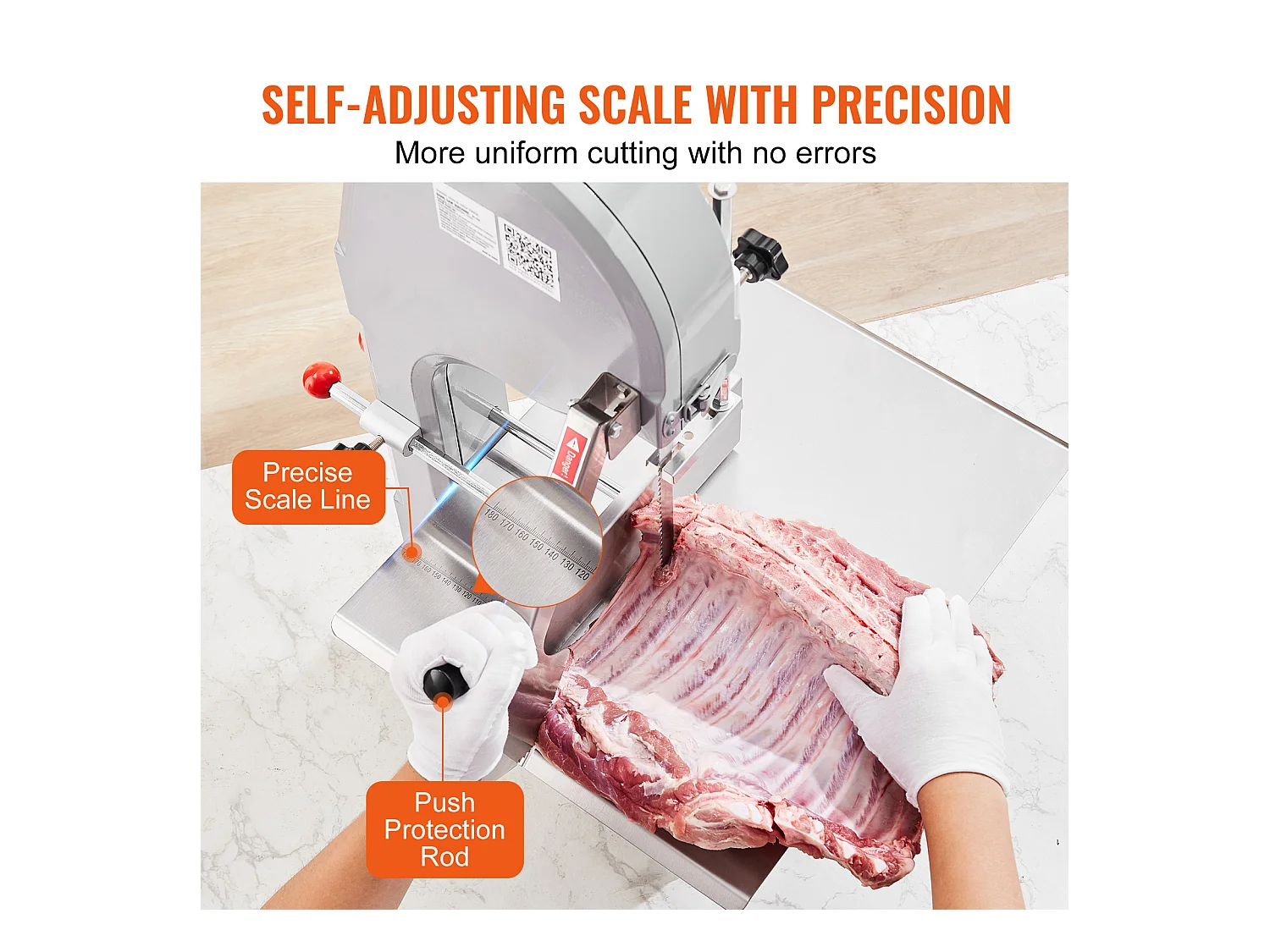 Scie à Ruban Électrique Commerciale pour Viande SucceBuy 1500 W, Machine à Scier les Os en Acier Inoxydable