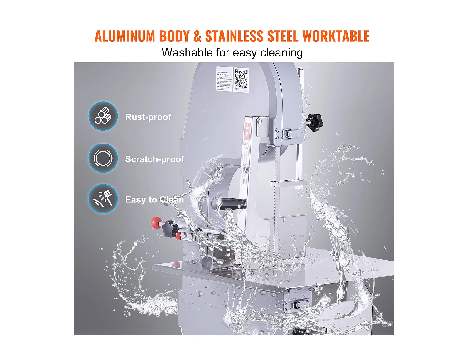 Scie à Ruban Électrique Commerciale pour Viande SucceBuy 1500 W, Machine à Scier les Os en Acier Inoxydable