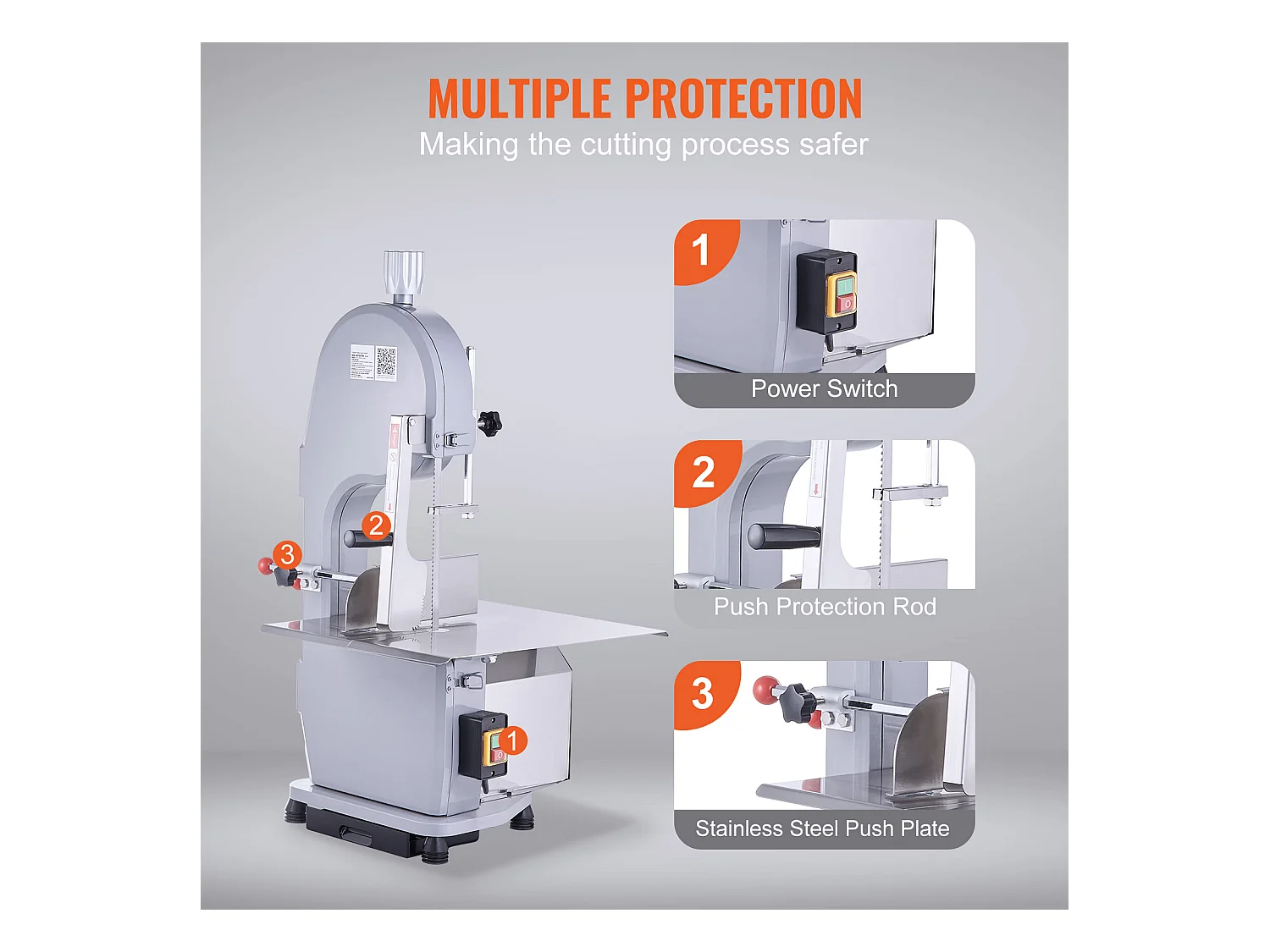 Scie à Ruban Électrique Commerciale pour Viande SucceBuy 1500 W, Machine à Scier les Os en Acier Inoxydable