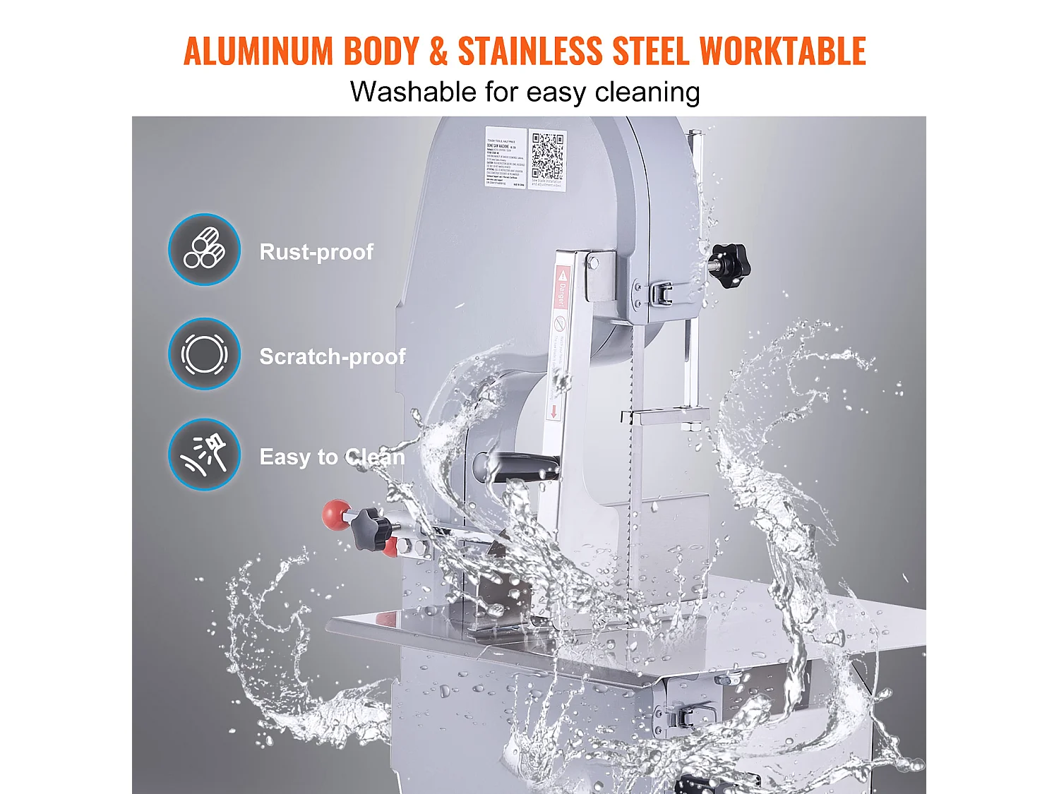 Scie à Ruban Électrique Commerciale pour Viande SucceBuy 1500 W, Machine à Scier les Os en Acier Inoxydable