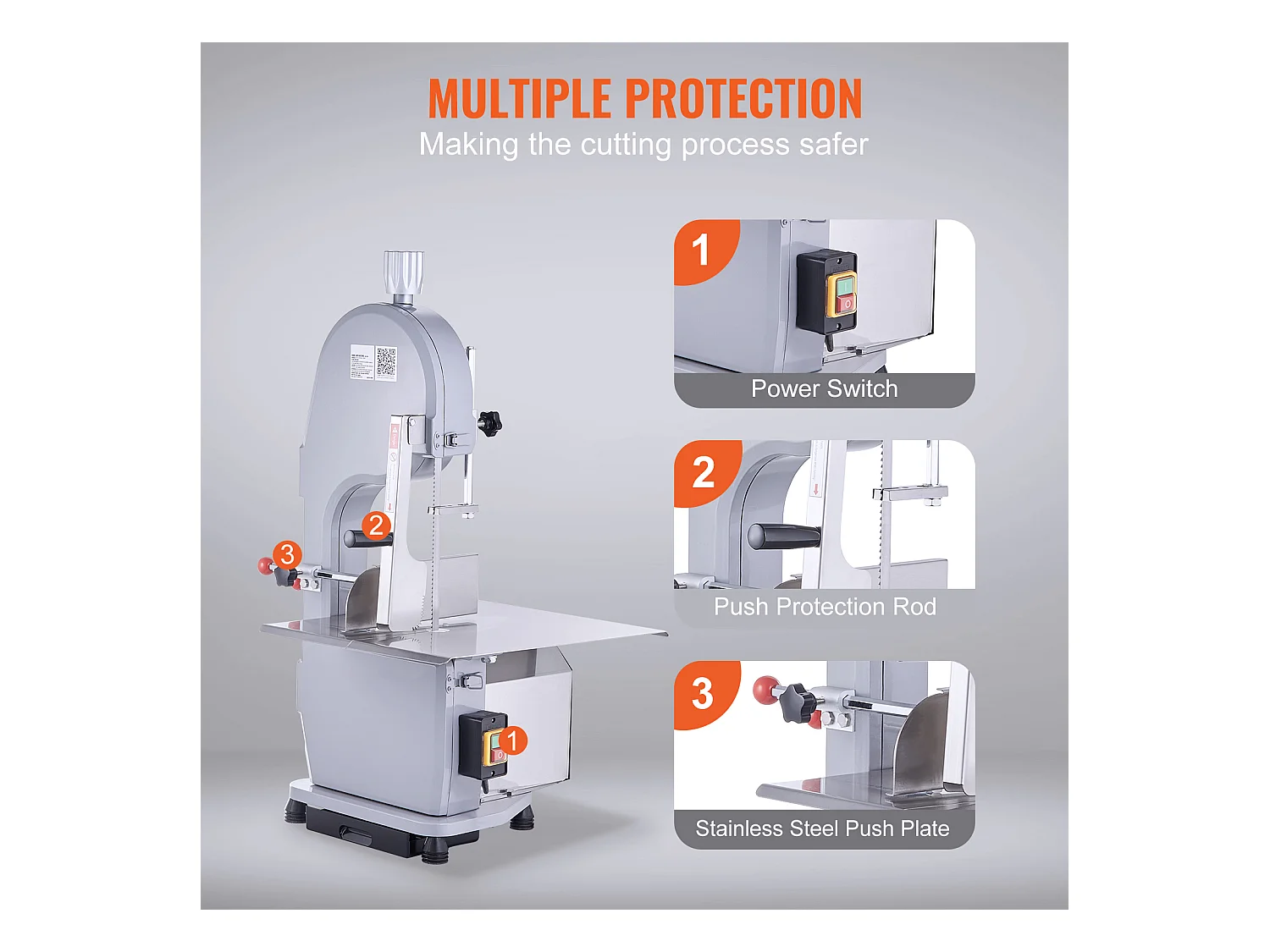 Scie à Ruban Électrique Commerciale pour Viande SucceBuy 1100 W, Machine à Scier les Os en Acier Inoxydable