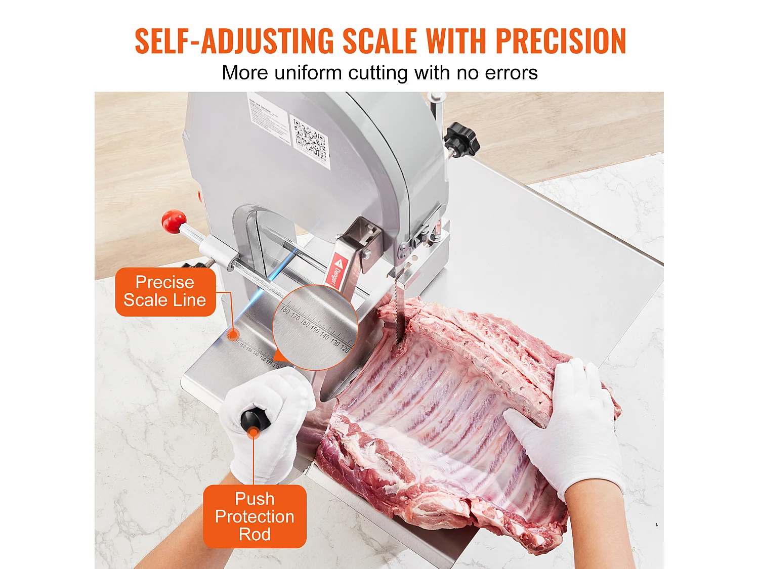 Scie à Ruban Électrique Commerciale pour Viande SucceBuy 1100 W, Machine à Scier les Os en Acier Inoxydable