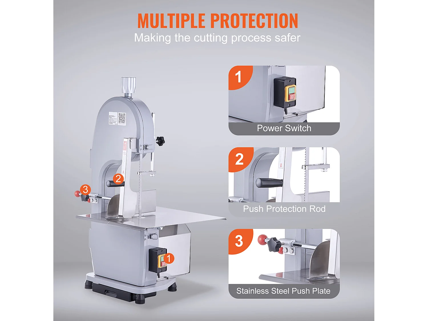 Scie à Ruban Électrique Commerciale pour Viande SucceBuy 1100 W, Machine à Scier les Os en Acier Inoxydable