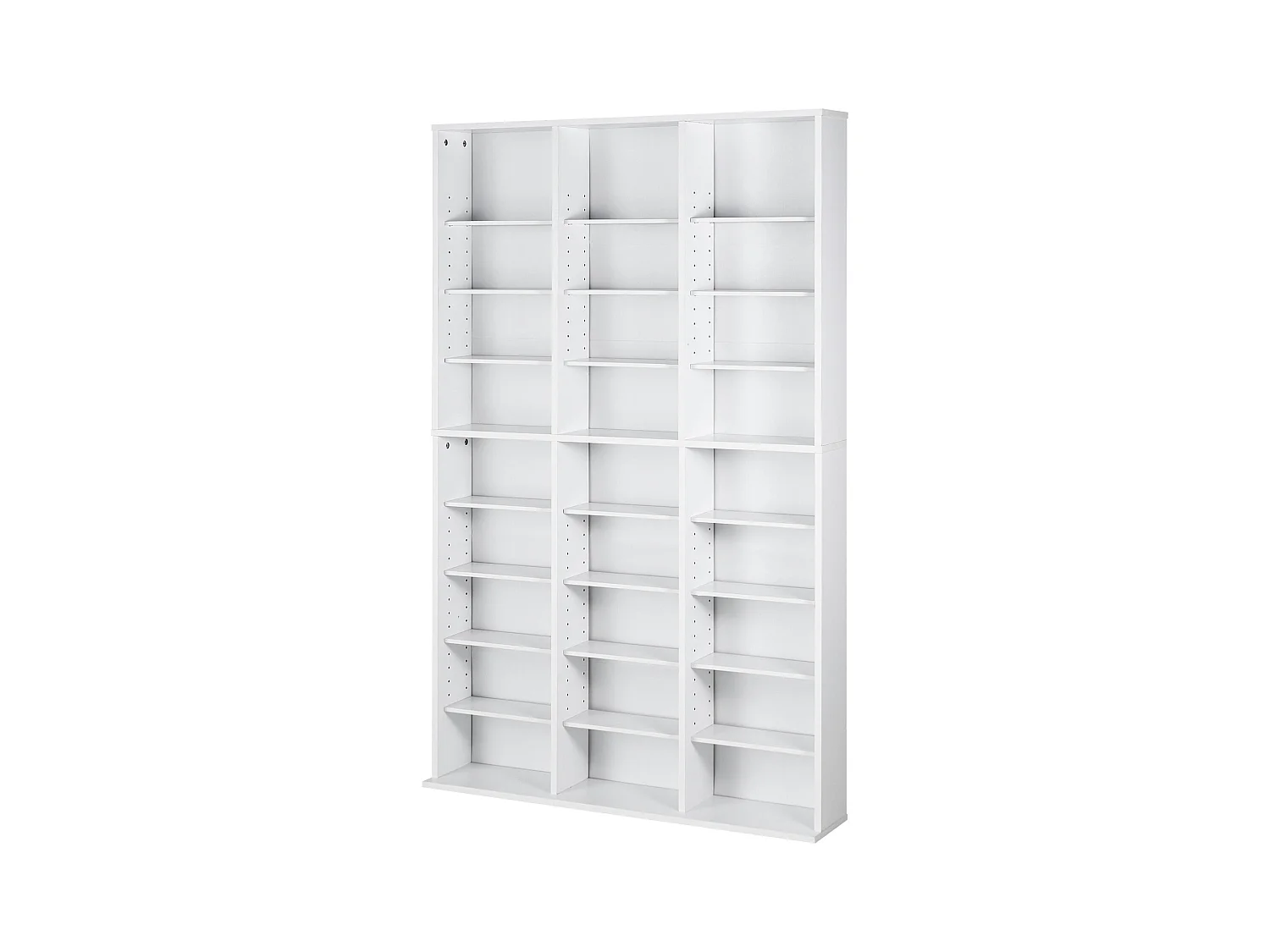 Vitrine, SucceBuy Meuble de Rangement Multimédia à 9 Niveaux, Étagère DVD Réglable pour 756 CD, Blanc