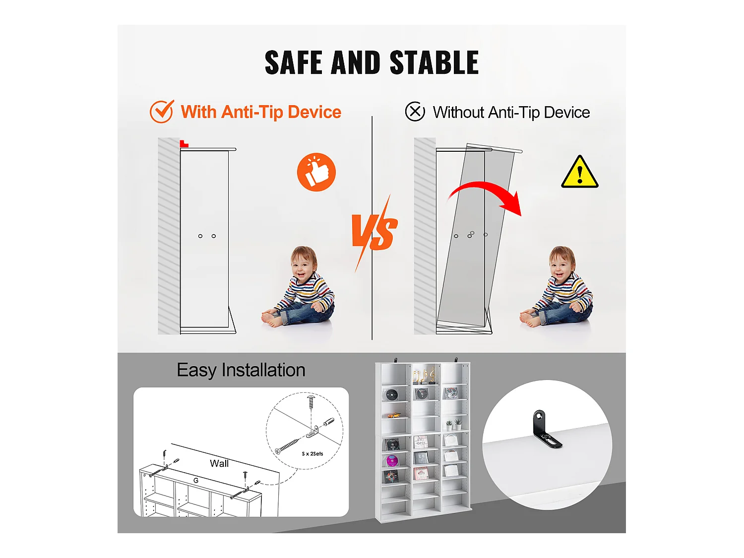 Vitrine, SucceBuy Meuble de Rangement Multimédia à 9 Niveaux, Étagère DVD Réglable pour 756 CD, Blanc