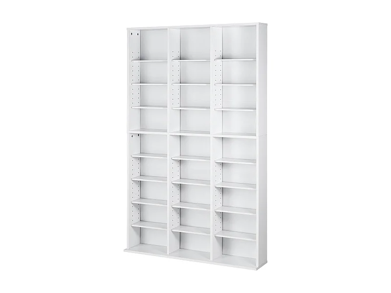 Vitrine, SucceBuy Meuble de Rangement Multimédia à 9 Niveaux, Étagère DVD Réglable pour 756 CD, Blanc