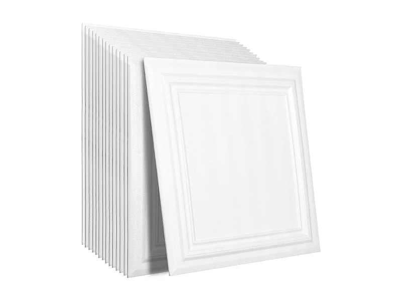 Carreaux Autocollants PS SucceBuy Carreaux de Plafond, Paquet de 96, 50.8 CM x 50.8 CM, Polystyrène, Installation Facile, À Coller