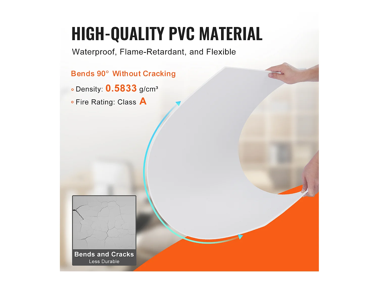 Carreaux Autocollants PVC SucceBuy Dalles de Plafond, Lot de 10, 60.96CM x 121.92CM, Mousse PVC, Coupe-Feu, Blanc