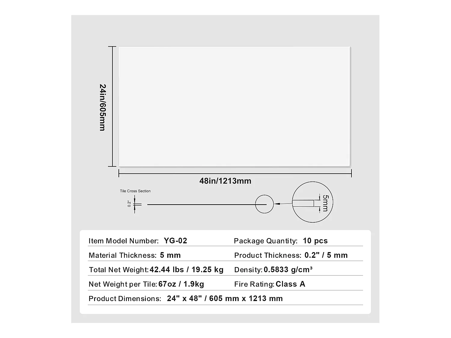 PVC Selbstklebende Kacheln SucceBuy Deckenplatten, Lot von 10, 60.96CM x 121.92CM, PVC Schaum, Feuerschutz, Weiß