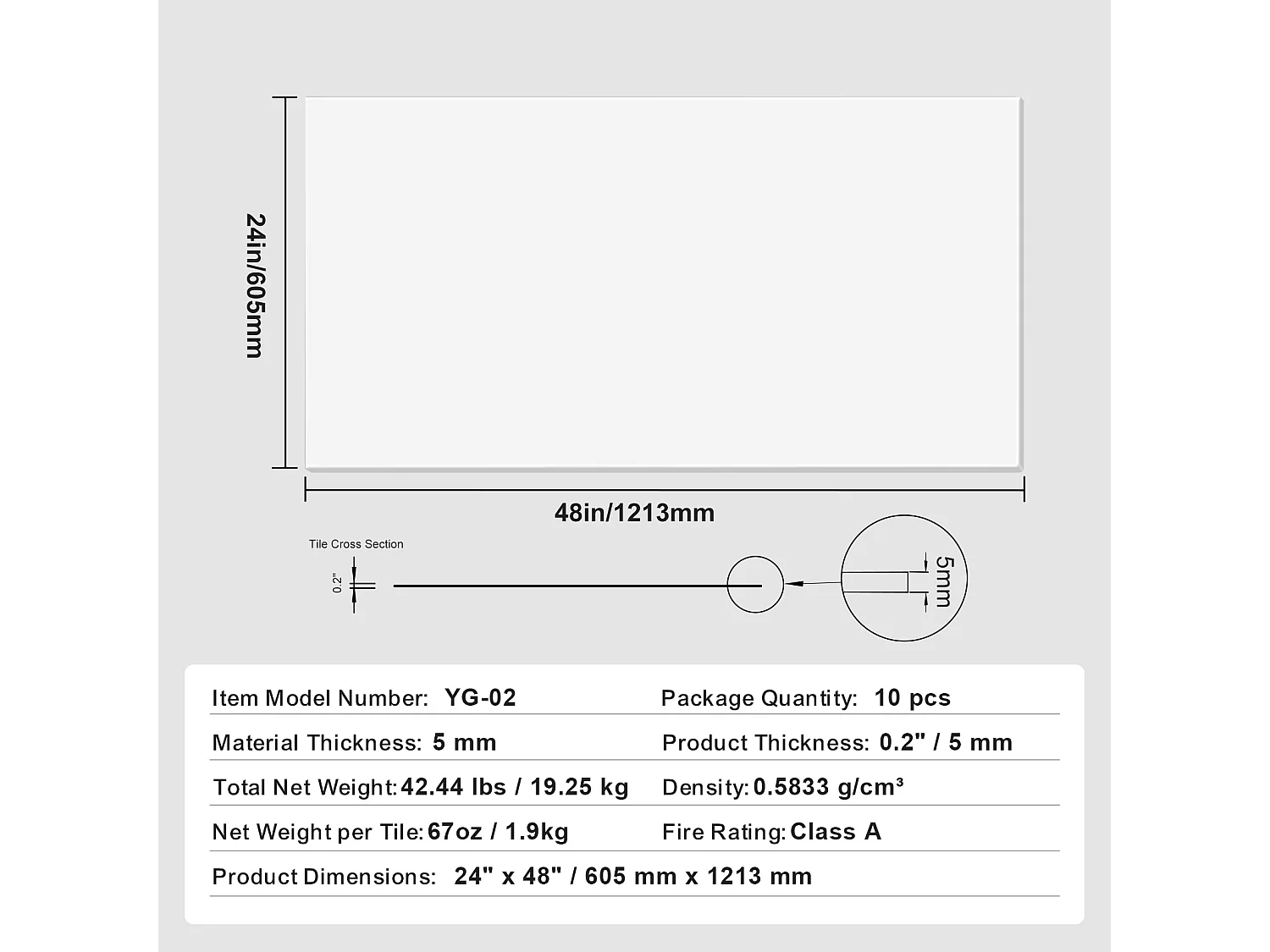 Carreaux Autocollants PVC SucceBuy Dalles de Plafond, Lot de 10, 60.96CM x 121.92CM, Mousse PVC, Coupe-Feu, Blanc