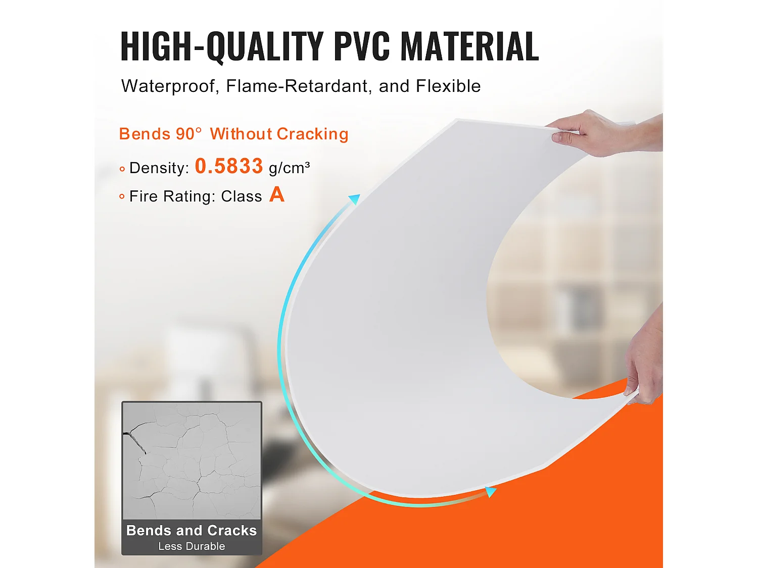 Carreaux Autocollants PVC SucceBuy Dalles de Plafond, Lot de 10, 60.96CM x 121.92CM, Mousse PVC, Coupe-Feu, Blanc