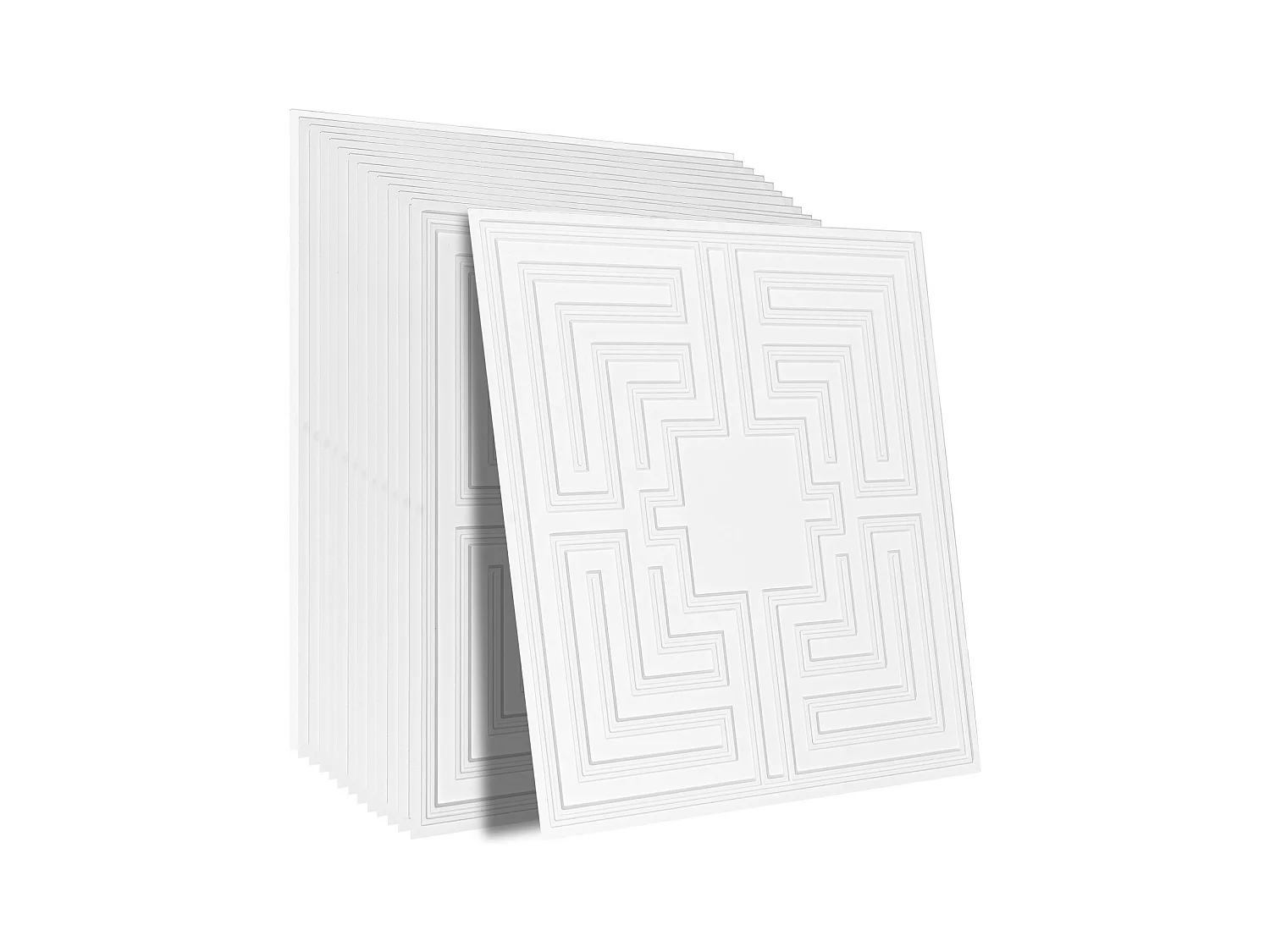 Carreaux Autocollants PVC SucceBuy Dalles de Plafond Pack de 12 24 x 24 PVC Installation Facile Blanc Eco Pattern
