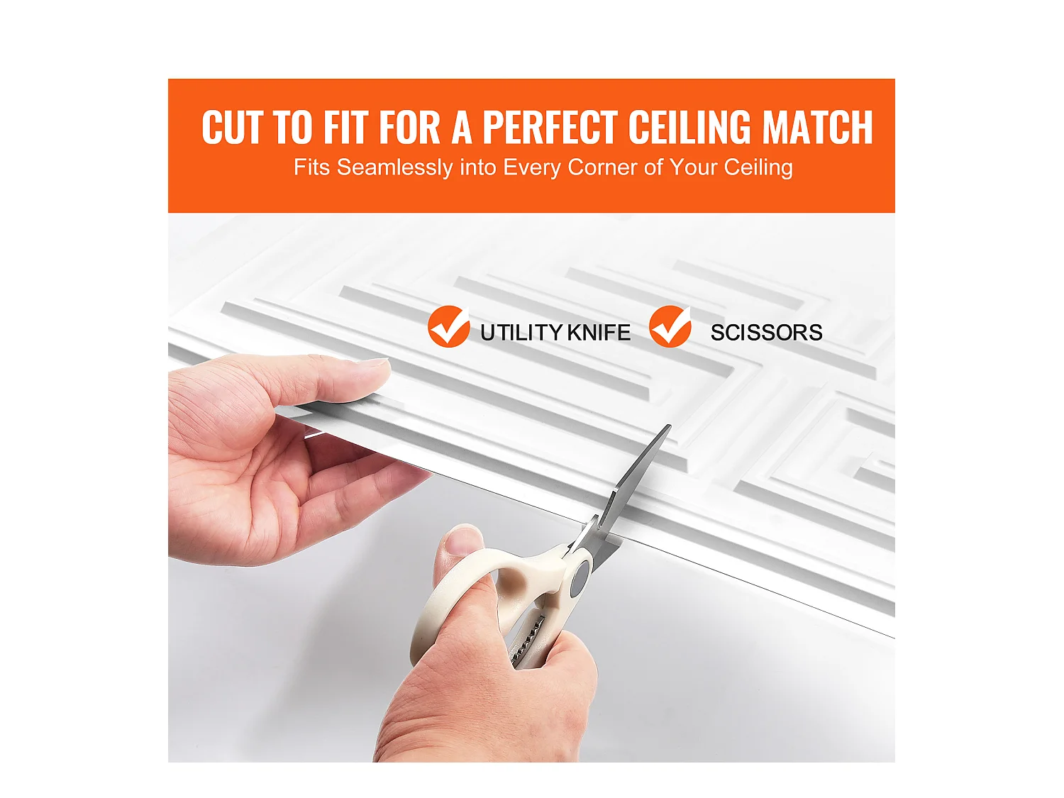 Carreaux Autocollants PVC SucceBuy Dalles de Plafond Pack de 12 24 x 24 PVC Installation Facile Blanc Eco Pattern