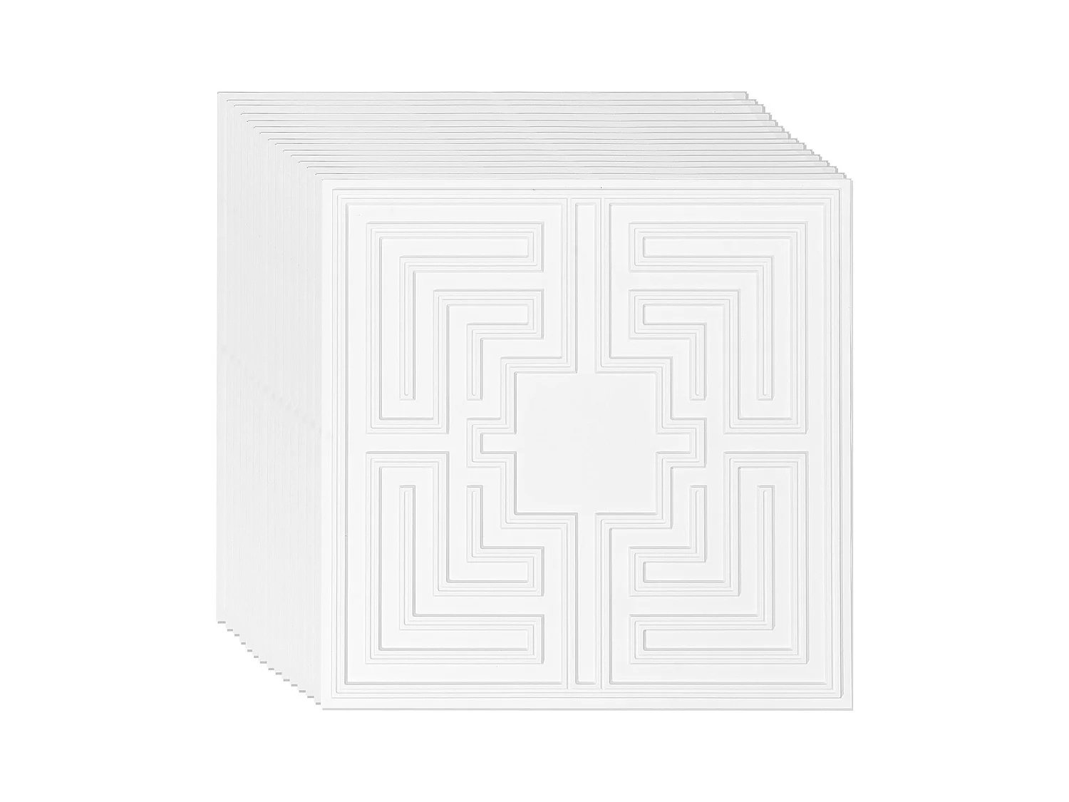 Carreaux Autocollants PVC SucceBuy Dalles de Plafond Pack de 12 24 x 24 PVC Installation Facile Blanc Eco Pattern