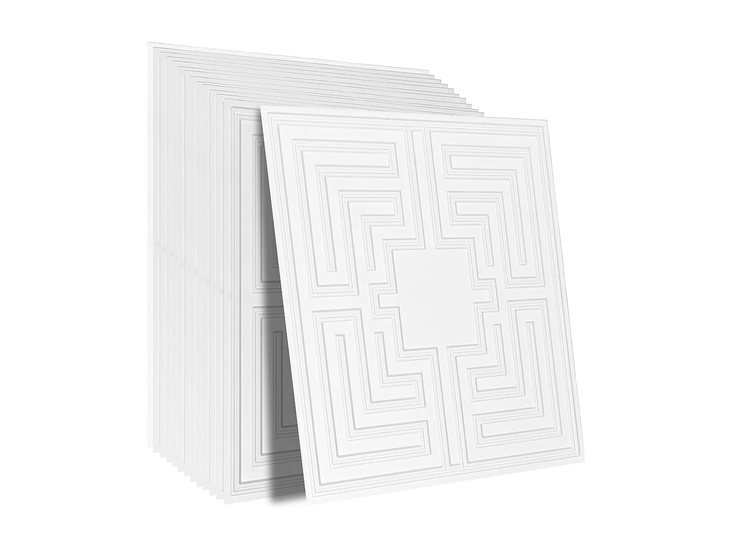 Carreaux Autocollants PVC SucceBuy Dalles de Plafond Pack de 12 24 x 24 PVC Installation Facile Blanc Eco Pattern
