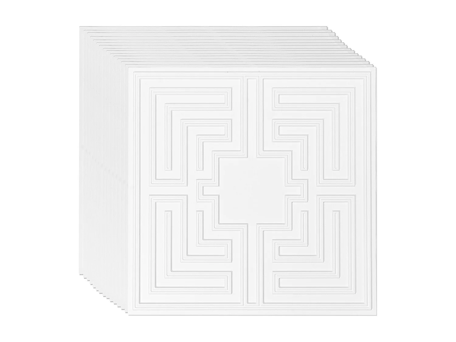 Carreaux Autocollants PVC SucceBuy Dalles de Plafond Pack de 12 24 x 24 PVC Installation Facile Blanc Eco Pattern