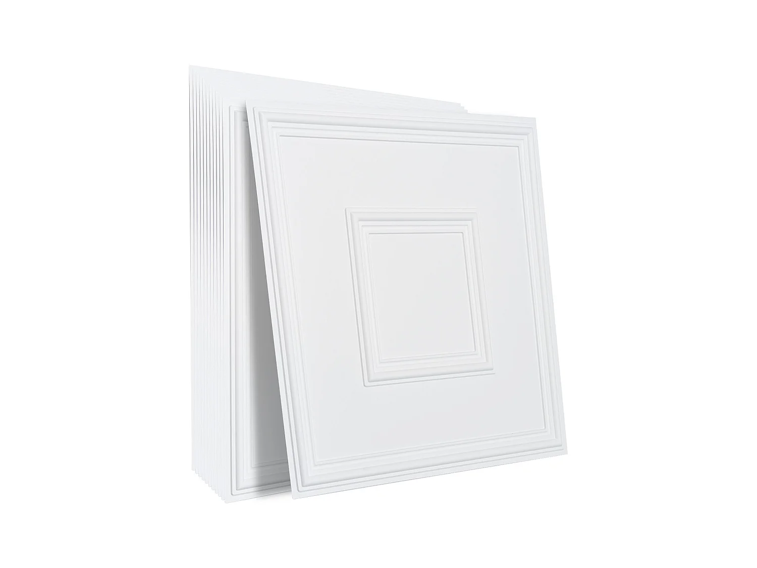 Carreaux Autocollants PVC SucceBuy Carreaux de Plafond Paquet de 12 24" x 24" PVC Installation Facile Blanc Géométrique