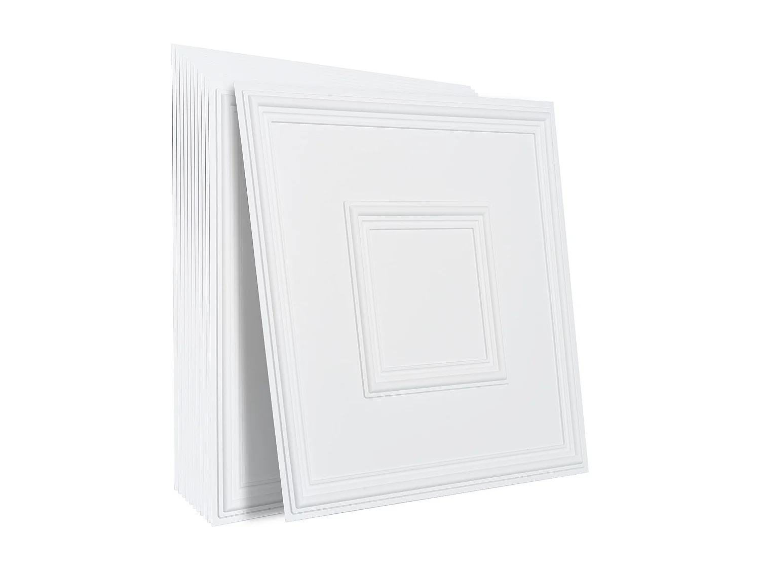 Carreaux Autocollants PVC SucceBuy Carreaux de Plafond Paquet de 12 24" x 24" PVC Installation Facile Blanc Géométrique