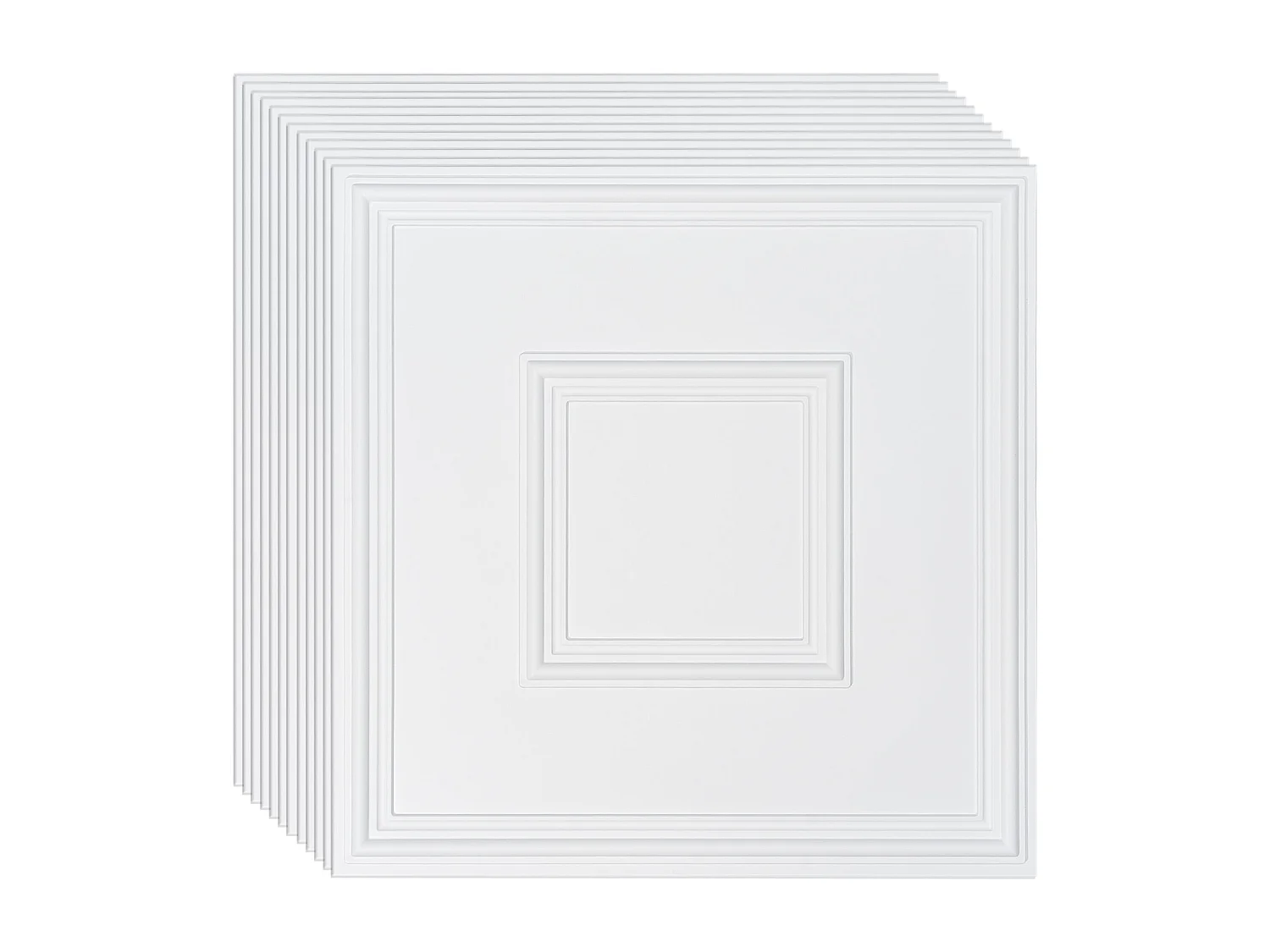 Carreaux Autocollants PVC SucceBuy Carreaux de Plafond Paquet de 12 24" x 24" PVC Installation Facile Blanc Géométrique