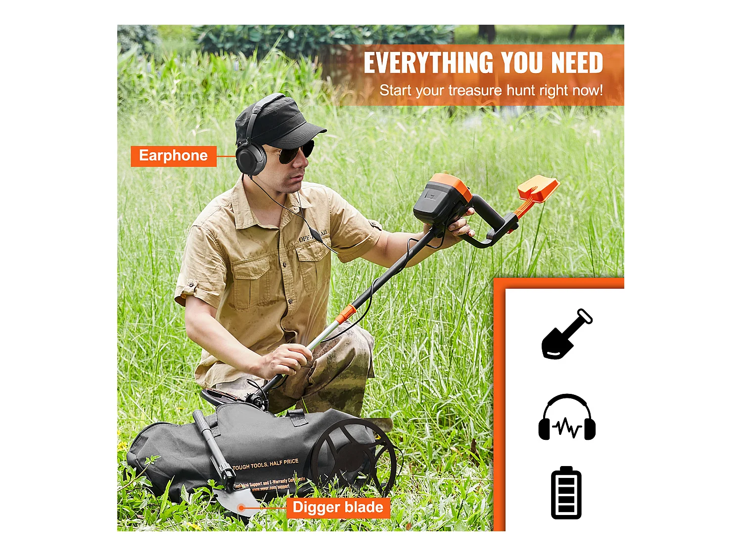 Détecteur de Métaux SucceBuy pour Adultes, Détecteur d'Or Professionnel, 20.32cm IP68 Étanche