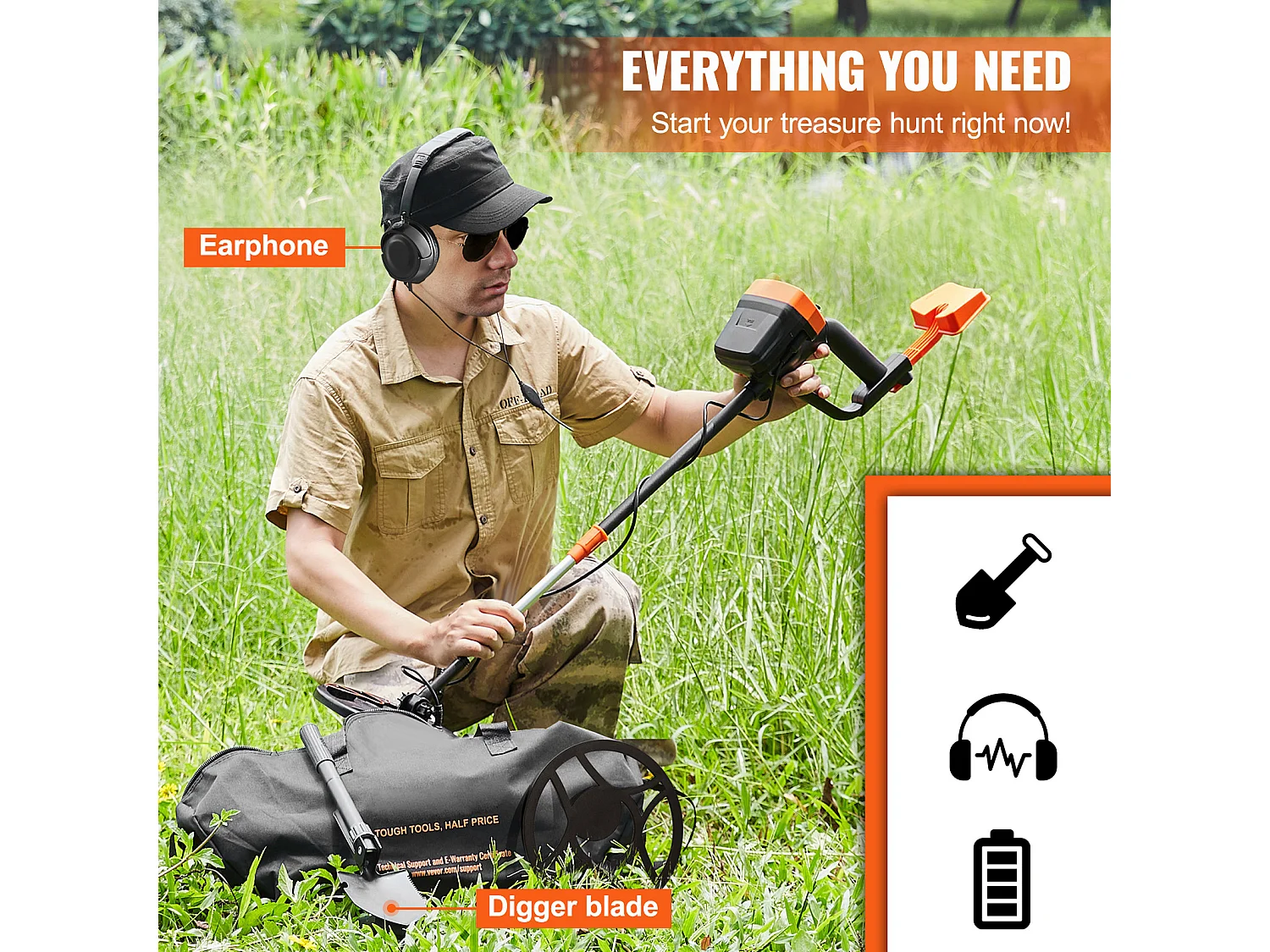 Détecteur de Métaux SucceBuy pour Adultes, Détecteur d'Or Professionnel, 20.32cm IP68 Étanche