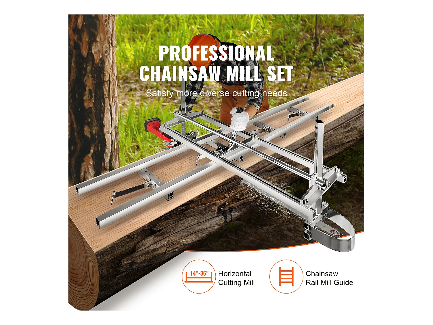 Guide - Chaîne SucceBuy de 35.56 - 91.44 cm pour Scie à Chaîne, Système de Rail en Aluminium de 274.32 cm