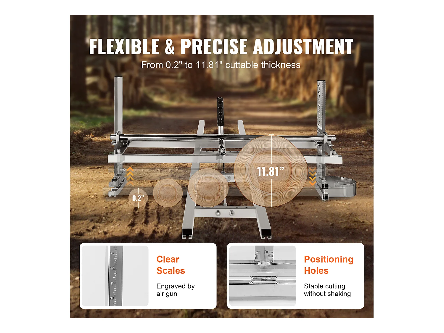 Guide - Chaîne SucceBuy de 35.56 - 91.44 cm pour Scie à Chaîne, Système de Rail en Aluminium de 274.32 cm