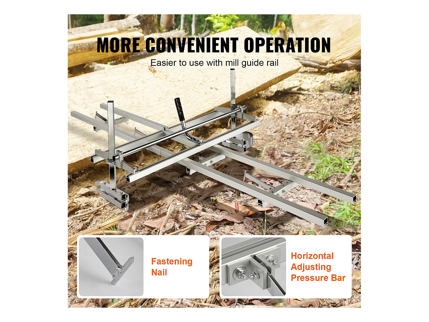 Guide - Chaîne SucceBuy de 35.56 - 91.44 cm pour Scie à Chaîne, Système de Rail en Aluminium de 274.32 cm