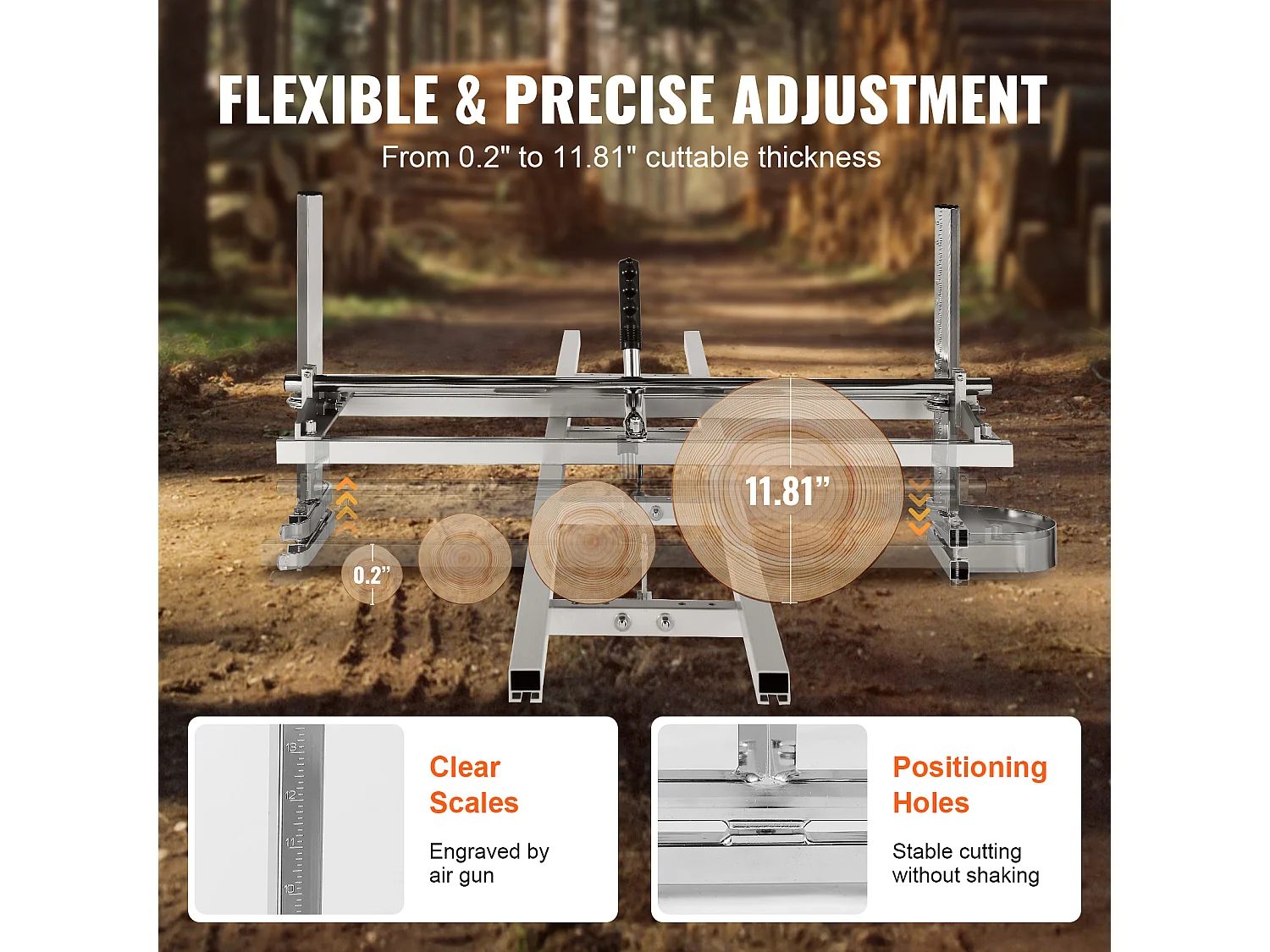 Guide - Chaîne SucceBuy de 35.56 - 91.44 cm pour Scie à Chaîne, Système de Rail en Aluminium de 274.32 cm