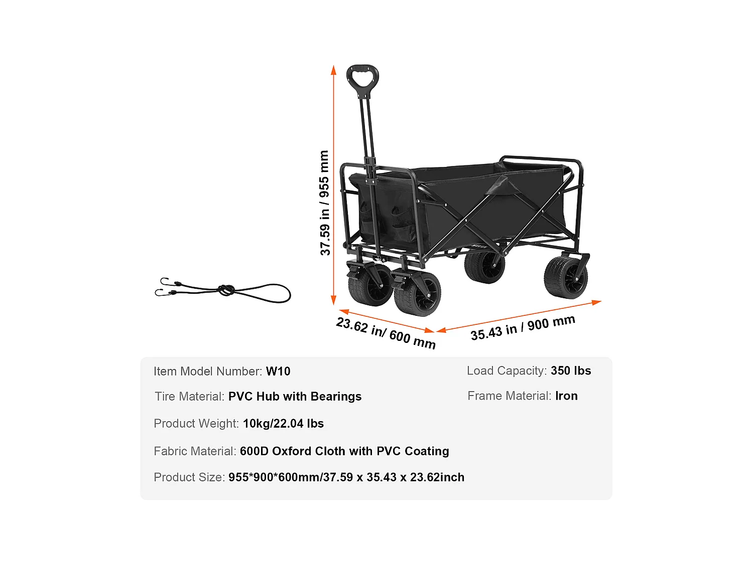 Chariot Pliable et Pliable Robuste SucceBuy - 3 pi3, Capacité de 350 lb