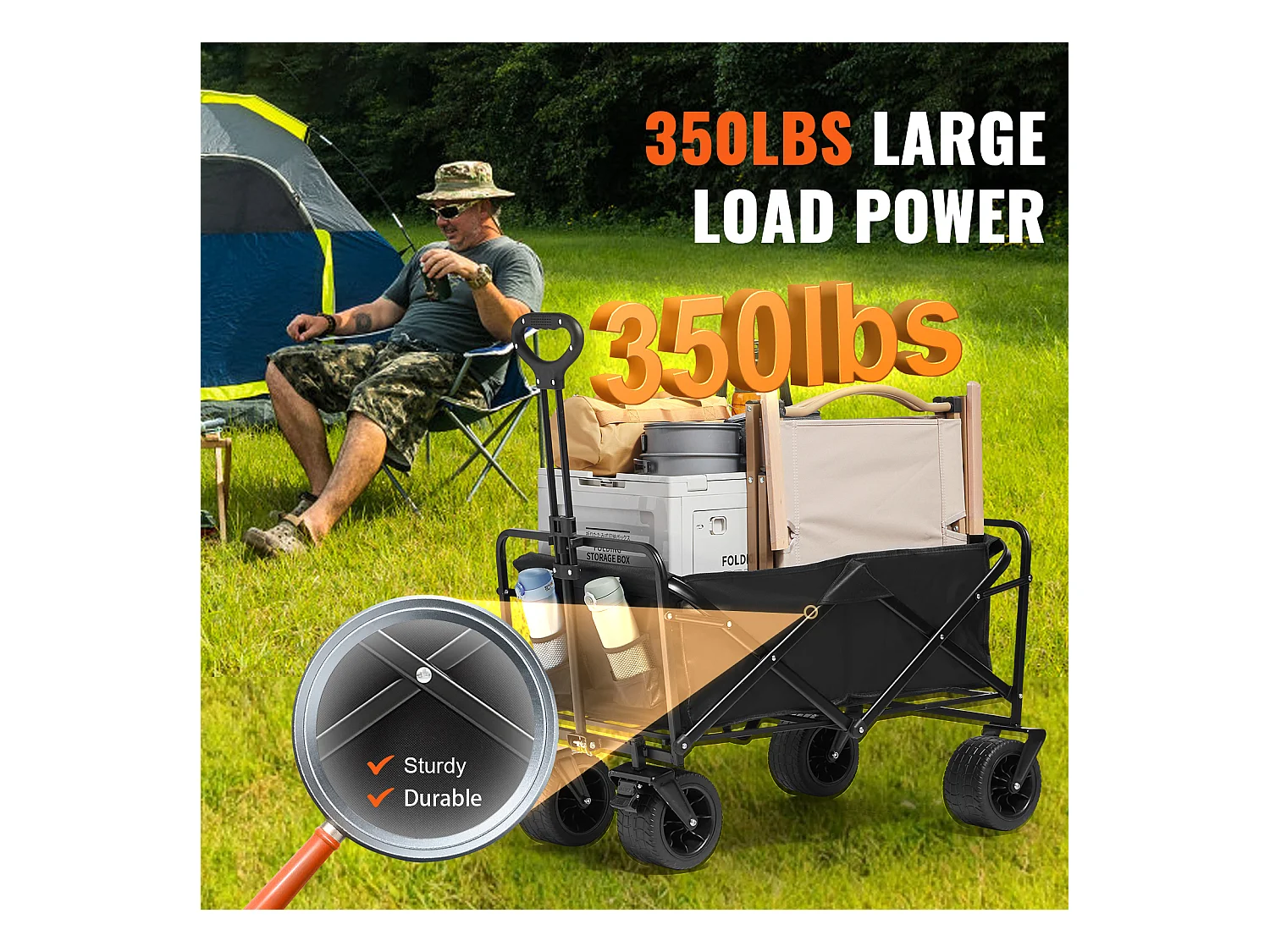 Chariot Pliable et Pliable Robuste SucceBuy - 3 pi3, Capacité de 350 lb