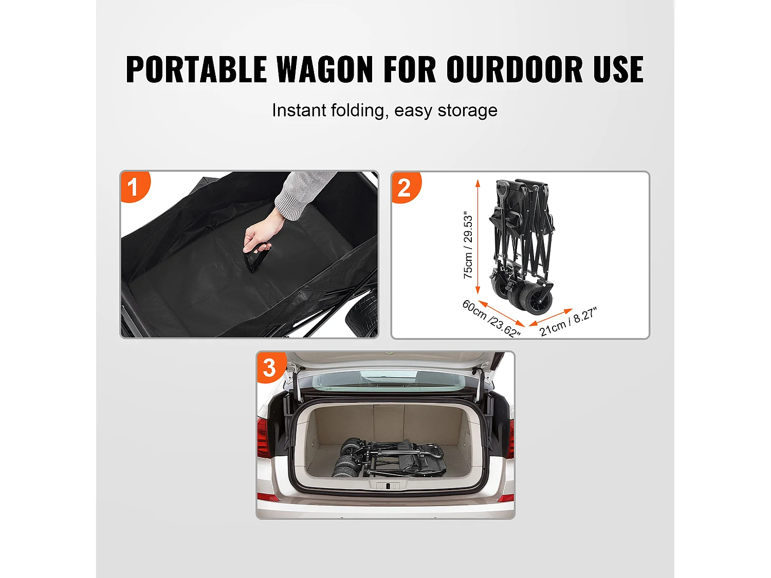 Chariot Pliable et Pliable Robuste SucceBuy - 3 pi3, Capacité de 350 lb